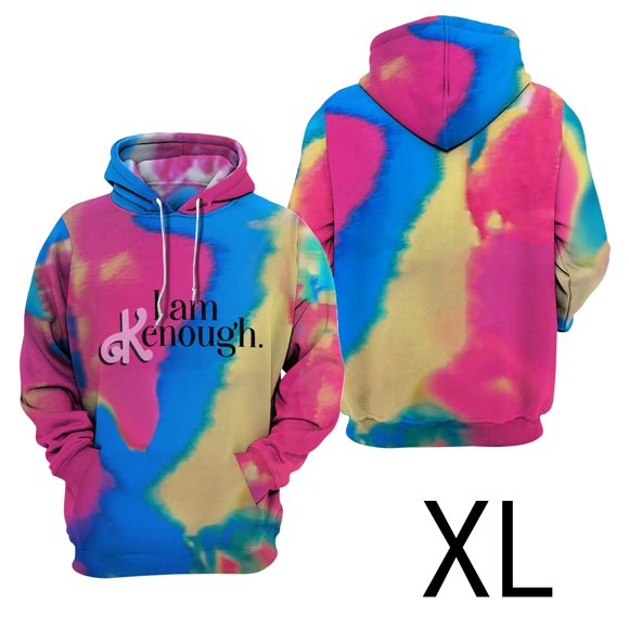 SHENMO I Am Kenough Hoodie Sweatshirt Mens Womens I Am Enough Hoodie Sweatshirt Tie Dye Ken Shirt Cool Unisex Hooded, Funny Saying Trendy Letter Graphic Print Long Sleeve Pullover