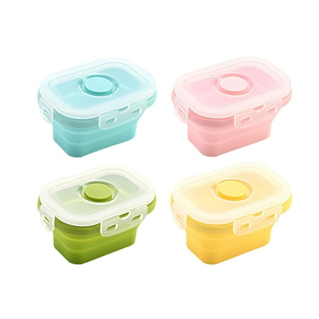 4-Pack Baby Food Storage Containers – Foldable Sealed Fresh-Keeping Boxes with Color Coding for Infant Feeding Travel-Friendly Food Prep Solution