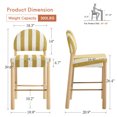 thumbnail image 3 of Zesthouse Upholstered Linen Bar Stools Set of 2, 26" Modern Counter Height Barstools with Arched Backs & Solid Wood Legs, Farmhouse Wooden Kitchen Island Chairs, Yellow and White Striped, 3 of 10