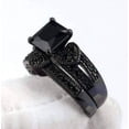 thumbnail image 4 of 18K Black Gold Plated Twilight Hearts 3CT Princess Cut Black CZ Solitaire Engagement Ring Set for Woman, 4 of 6