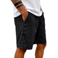 thumbnail image 4 of Mens Lightweight Corduroy Shorts Elastic Waist Drawstring Casual Summer Shorts Black L, 4 of 6