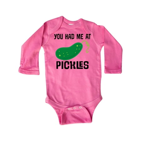 

Inktastic You Had Me at Pickles Gift Baby Boy or Baby Girl Long Sleeve Bodysuit