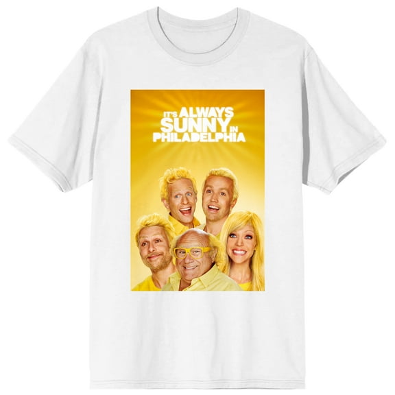 It's Always Sunny In Philadelphia Key Art Crew Neck Short Sleeve Women's White T-shirt-Large