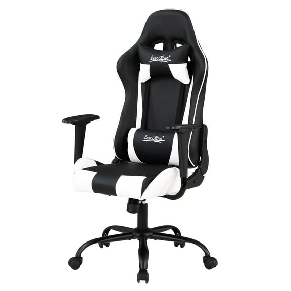 PayLessHere Gaming Chair - Ergonomic w/Lumbar Support & Headrest，Rolling Swivel for PC Gamer (White)