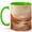Green, variant on Boho Mountain Lake Sunrise Coffee Mug, Warm Earth Tone Landscape Design, 11 oz Ceramic Cup