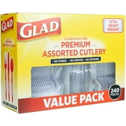 Glad Clear Assorted Premium 240-Piece Disposable Plastic Cutlery Set