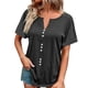 thumbnail image 1 of Gibobby Playera de Verano para Mujer Blusa informal manga corta con cuello en V y botones color liso para mujer(Gris oscuro,G), 1 of 5