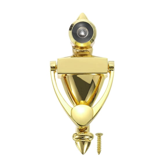 Uxcell 9/16" 1 Pcs Door Knocker with Viewer Die-Cast Construction Home Gold