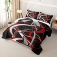 thumbnail image 3 of Homewish Swirl Lines Twin Quilt Set,Abstract Geometric Twin Coverlet Set,Red White,2pcs, 3 of 7