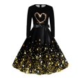 thumbnail image 4 of Women's Valentine s Day Heart Print Dress Long Sleeve Belted Waist Flowy A Line Skirt Romantic Red Heart Detail Comfortable Soft Material Perfect for Casual, Sizes S-5XL, 4 of 5