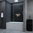 thumbnail image 2 of 58-60" W x 60" H Frameless Sliding Bathtub Door, Tub Shower Door, Bathtub Glass Door, Bathtub Shower Door, 1/4" (6mm) Certified Clear Tempered Glass, Chrome, 2 of 4
