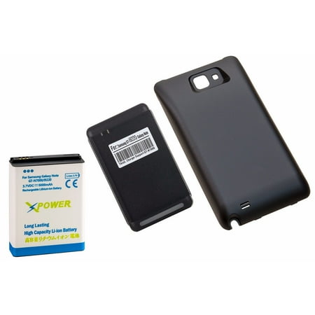 High Capacity Battery Door - X Power 5000mAh High Capacity Battery + Black Door + Charger for Galaxy Note 1