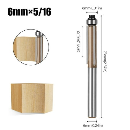 

6Mm 1/4In Shank Trim Router Bit 3Blades With Bearing Woodworking Milling Cutter