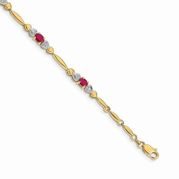 Primal Gold 14 Karat Yellow Gold Diamond and Composite Ruby Bracelet