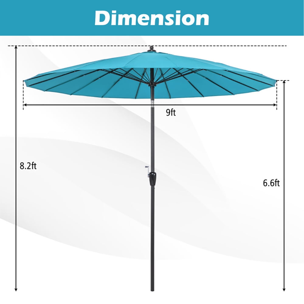 Aimee Lii 9 Feet Round Patio Umbrella with 18 Fiberglass Ribs, Sunbrella Patio Umbrellas, Turquoise Aimee Lii 9 Feet Round Patio Umbrella with 18 Fiberglass Ribs, Sunbrella Patio Umbrellas, Turquoise