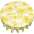 thumbnail image 2 of Decorative Lemon Print Polyester Round Tablecloth Waterproof Fabric Table Cloth, Table Cover for Dining Room and Party 60x60-Inch, 2 of 6