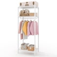 thumbnail image 4 of Support à Vêtements Autoportant Robuste à 3 Niveaux – Tablettes Ajustables – Organisateur de Garde-Robe Compact Autonome pour Petits Espaces, Coin, Chambre – Garde-Robe Portable – Charge Max 684 Lb - Couche avec 1 Suspension, 4 of 8