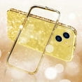 thumbnail image 6 of Compatible with iPhone 15 Plus Bling Glitter Case for Women Cute Diamond Rhinestone Sparkly Acrylic Sticker Back Plating Metal Bumper FrameProtective Girly Fashion Luxury Cover Gold, 6 of 13