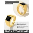thumbnail image 3 of KeyStyle Rings for Men Stainless Steel Signet Ring with Black Topaz Gemstone Birthstone Statement Ring Personalized Jewelry Birthday Father's Day Gift for Men, 8mm Black Topaz, 3 of 10
