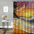 thumbnail image 2 of Patifu Sunset Waves Beach Shower Curtain for Bathroom 100% Polyester Fiber Chic Modern Decor with Hooks 36"x72, 2 of 7