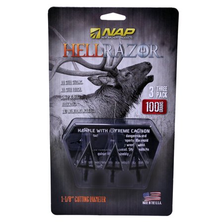 New Archery Products Fixed Broadhead Hellrazor 3 Blades 100 Grains 1 1/8 Cutting Diameter Per 3