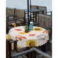 thumbnail image 2 of Yellow Orange Fall Outdoor Tablecloth - 54 Inch Round Dining Table Cover, Sunflower Pumpkin Botanical Rustic Waterproof Outdoor Table Cloth with Umbrella Hole & Zipper for Picnic/Patio, 2 of 5