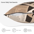 thumbnail image 5 of DouZhe Velvet Decorative Throw Pillow Covers Set of 2, Soft Square Cushion Cover with Invisible Zipper Hand Drawn Old Newspaper Printing, 18"x18", 5 of 7