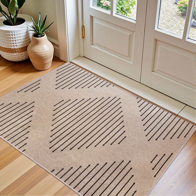 Easy Jute Front Door Mat Indoor x Entrance Rug Washable Entryway Rugs Low Profile Mud Trapper Floor Mat for House Bobo Indoor Mats for Entrance Front Door Mudroom(Rainbow)