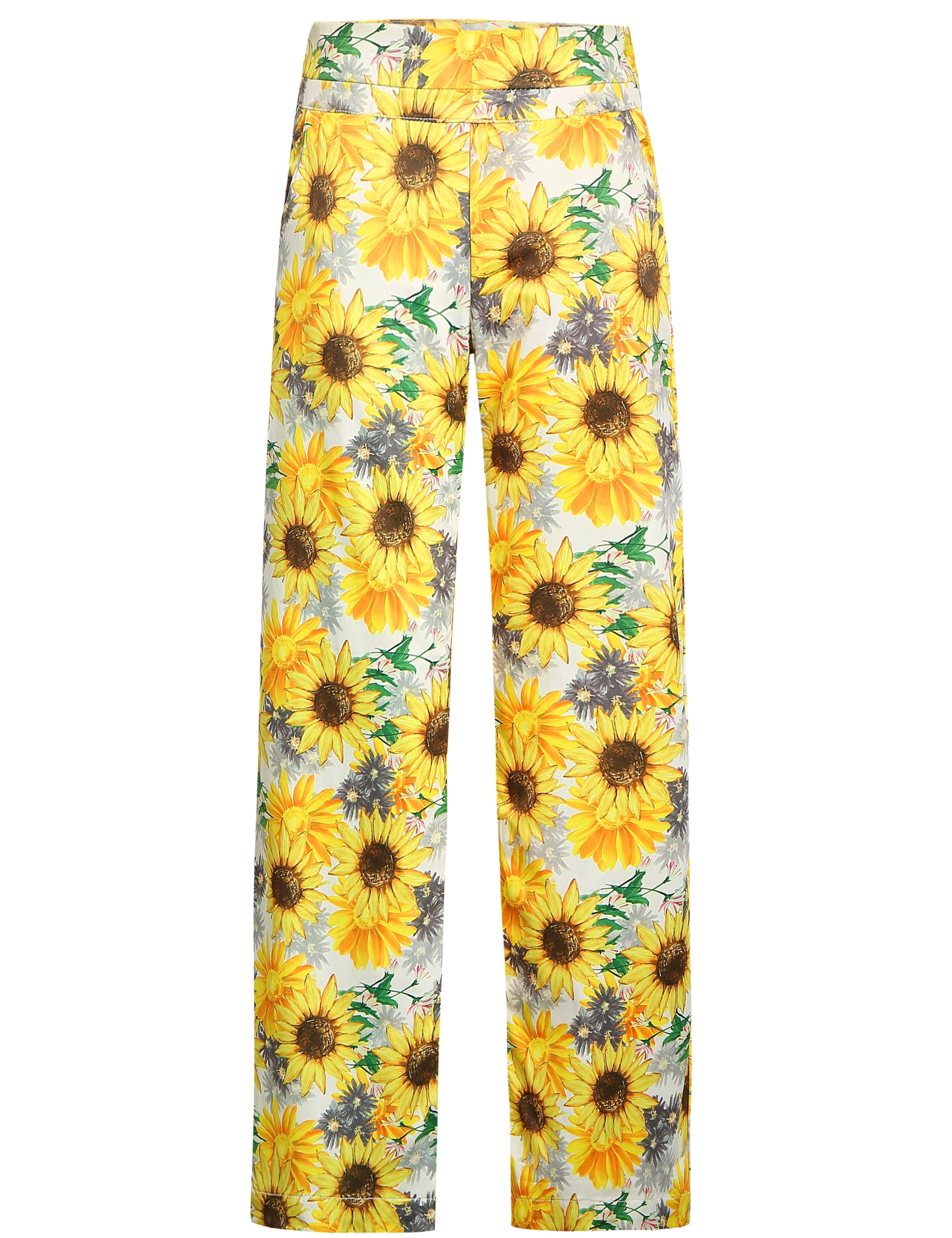 SSLR Womens Lounge Pants Sunflowers Printed Wide Leg Palazzo Pants for ...