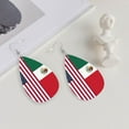 thumbnail image 4 of Faux Leather Teardrop Earrings America Mexico Flag Printed Dangle Earrings Lightweight Drop Earrings, 4 of 6