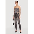 thumbnail image 3 of Women's Rhinestone Denim Lace Up Side Cropped Corset Top, 3 of 4