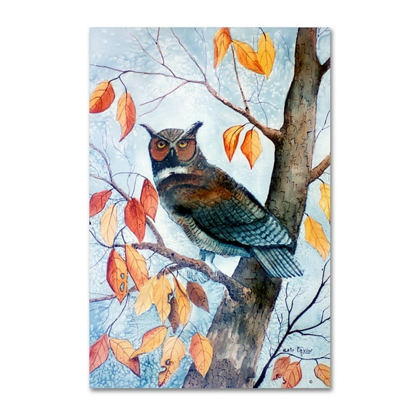 Trademark Fine Art 'Owl And Autumn Leaves' Canvas Art by Arie Reinhardt Taylor