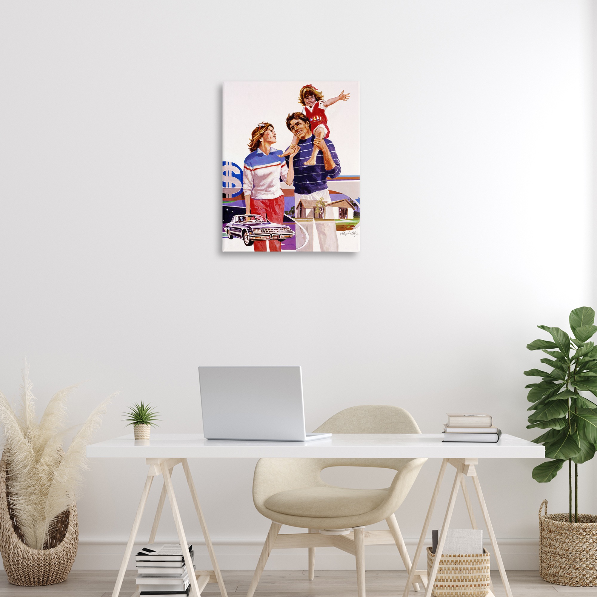 Retro Family Nostalgia Portrait Canvas Wall Art, design by Wind River Studios