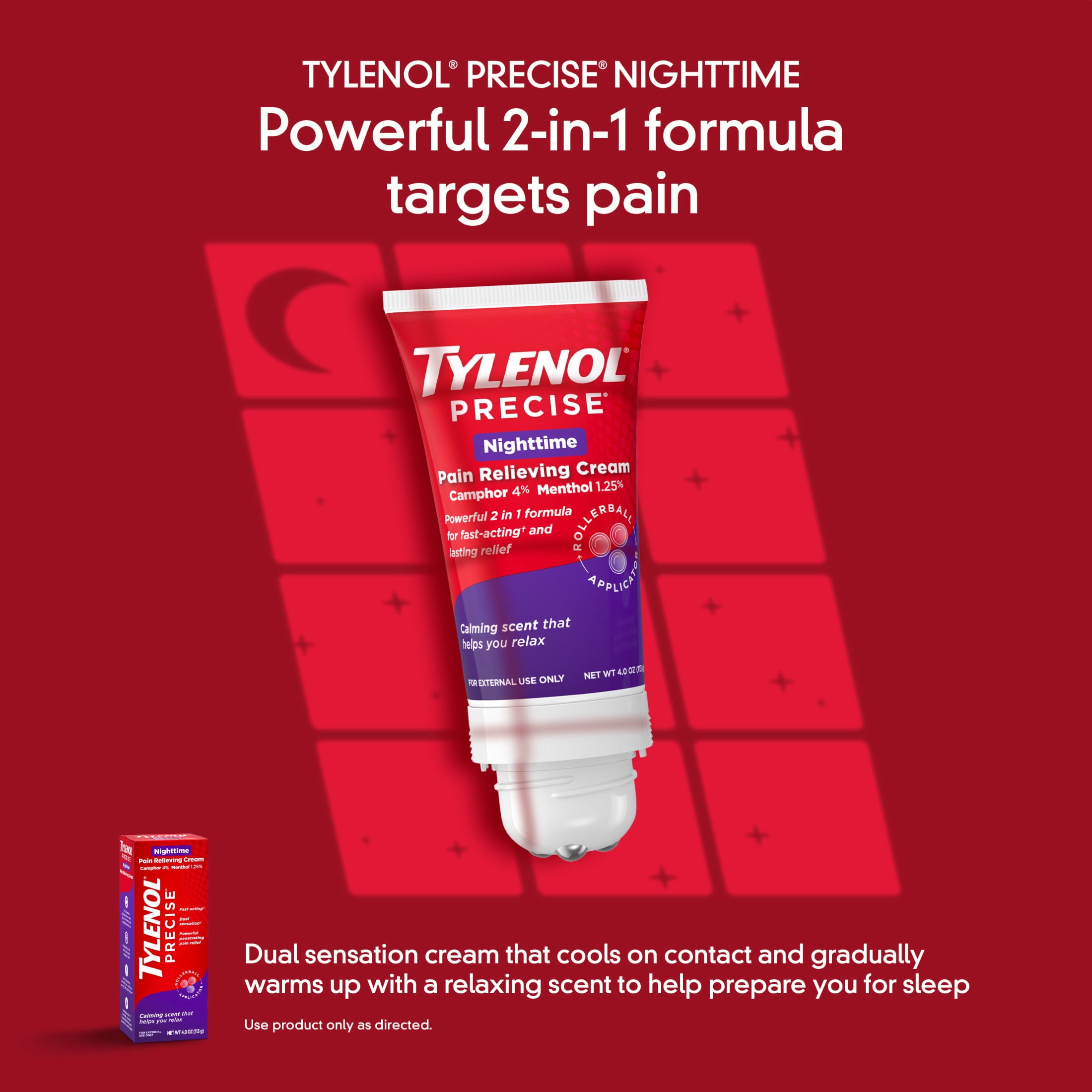 Tylenol Precise Nighttime Pain Relieving Cream, Calming Scent, 4 oz