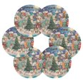 thumbnail image 4 of 6 Pcs Drink Coasters with Holder 3.94in Woven Coasters for Drinks Charming Christmas Scene Coaster Set for Protection Table, 4 of 7