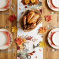 thumbnail image 5 of White Green Pumpkins Fall Table Runner - 36 Inch Long Thanksgiving Floral Leaves Cotton and Linen Blended Dress Scarves Farmhouse Table Runner for Kitchen Dining, Coffee Table, 13" x 36", 5 of 8
