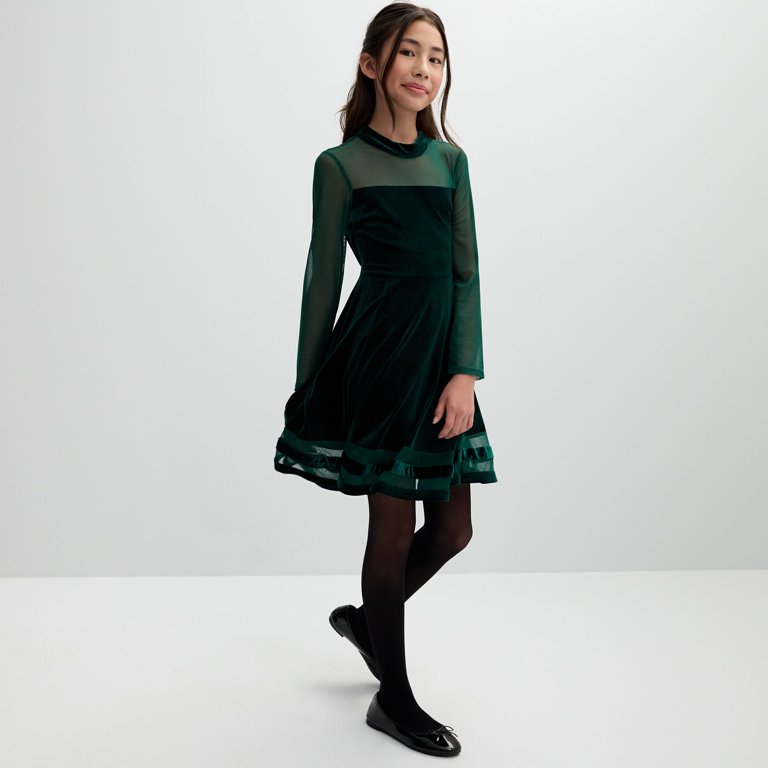Girls 7-20 Speechless Velvet Mesh Long Sleeve Dress in Regular and Plus Size Color: Green Size: 18 PLUS - Walmart.com Girls 7-20 Speechless Velvet Mesh Long Sleeve Dress in Regular and Plus Size Color: Green Size: 18 PLUS - Walmart.com