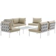 thumbnail image 3 of Modway Harmony 7 Piece Outdoor Patio Aluminum Sectional Sofa Set in White Beige, 3 of 7