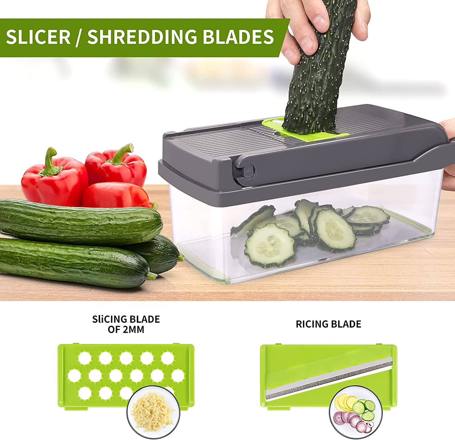 Dropship Vegetable Chopper, 14 In 1 Mandoline Slicer Multi-Function  Kitchen, 7 Replaceable Stainless Steel Vegetable Cutter With Egg Separator  Hand Guard Julienne Grater For Onion Potato Fruit to Sell Online at a