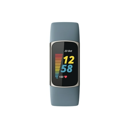 Fitbit Charge 5 Activity Tracker Platinum with Mineral Blue Band