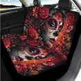thumbnail image 3 of HUISEFOR 14 Pcs Rose Skull Car Seat Cover Full Set Breathable Non Slip Including Steering Wheel Cover, Belt Cover, Armrest Cover, Coasters, Keychain, Universal Fit for Cars SUV Trucks, 3 of 5
