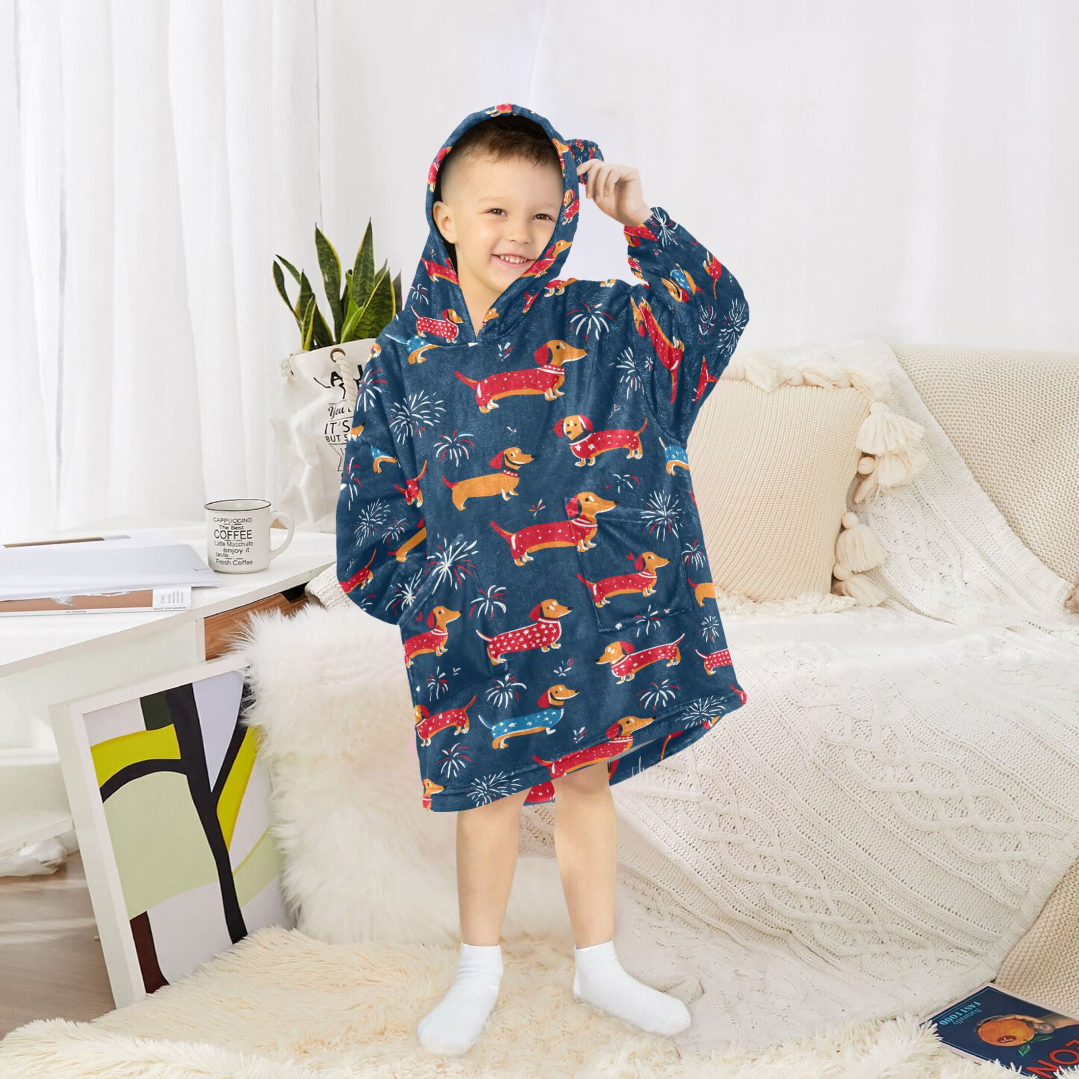 joogoo Blanket Hoodie for Dachshund Cute Dogs Oversize Sweatshirt 3-14 YR L