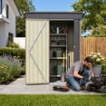 thumbnail image 7 of Vyrox 5' x 3' Metal Outdoor Storage Shed, Steel Garden Tool Shed with Sloping Roof & Lockable Door for Backyard, Garden, Brown, 7 of 7