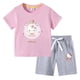 thumbnail image 2 of Hello Kitty-Camiseta de algodón con estampado de dibujos animados para niños y niñas, traje de dos piezas con pantalones de manga corta, verano, 2 of 5