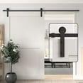 thumbnail image 1 of WINSOON 7.5 ft Single Sliding Barn Door Hardware Track Kit Black Finish Basic I Style, 1 of 7