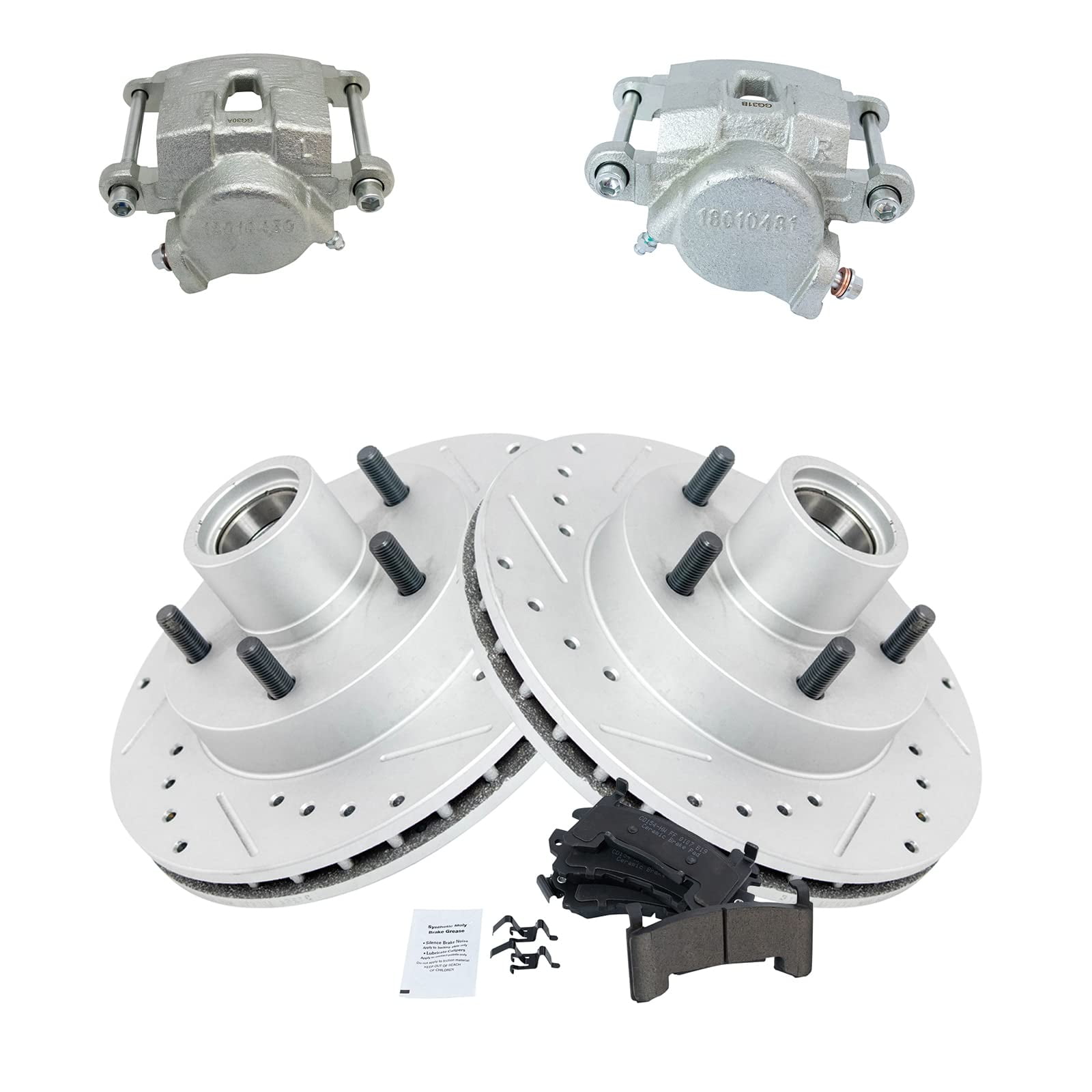 TRQ Front Ceramic Brake Pad Performance Rotor & Caliper Kit for Blazer