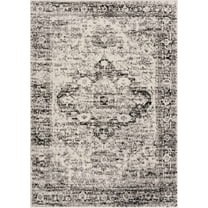 BoutiqueRugs Park Traditional Area Rug - Black, Charcoal, Light Gray - 6'7" x 9'