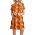 thumbnail image 1 of Vestidos estampados de playa con cuello redondo y manga corta informales de moda de verano para mujer Fridja bnh2343, 1 of 1