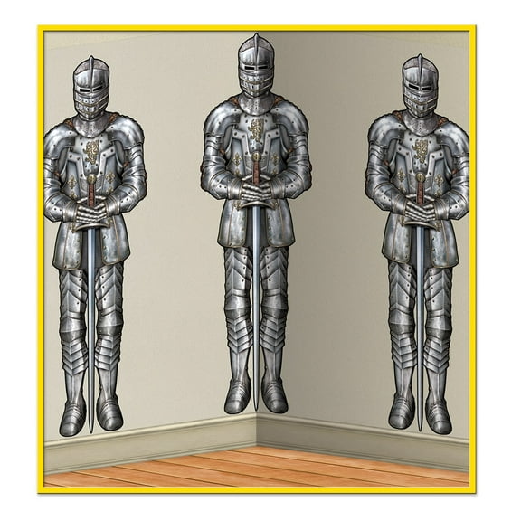 Party Central Pack of 6 Gray Medieval Wall of Knights Photo Backdrop Wall Decor 30'