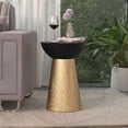 thumbnail image 3 of Modern Accent Side Table with Gold Hammered Metal Base and Matte Black Bowl Top – Decorative Round End Table for Living Room, Bedroom, or Entryway, 3 of 7